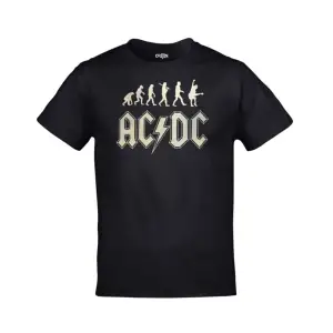 Unisex Siyah Ac Dc Evrim Baskılı