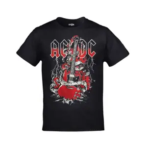 Unisex Siyah Ac Dc Gitar Baskılı