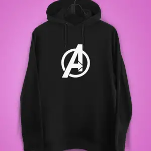 Unisex Siyah Avengers Baskılı Sweatshirt