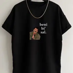 Unisex Siyah Beni Bi Sal Baskılı Bisiklet Yaka Tshirt
