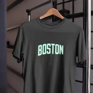 Unısex Siyah Beyaz Boston Baskılı Celtics % 100 Pamuk Tasarım T-shirt