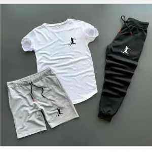 Unisex Siyah Beyaz Gri Futbolcu Baskılı 3lü Kombin Takım Kombintakım011