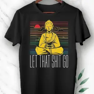 Unisex Siyah Buda Baskılı Tişört