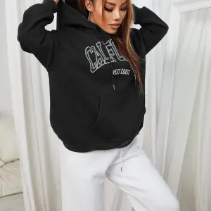 Unisex Siyah Calıfornia Baskılı Kapüşonlu Sweatshirt