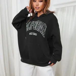 Unisex Siyah Calıfornia Baskılı Kapüşonlu Sweatshirt