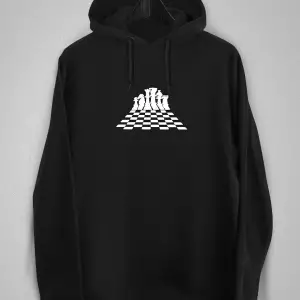 Unisex Siyah Chess Baskılı Sweatshirt