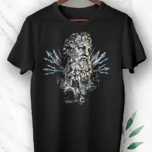 Unısex Siyah Denizler Tanrısı Poseidon Baskılı T Shirt