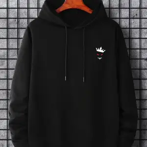 Unisex Siyah Devil Baskılı Kapüşonlu Sweatshirt
