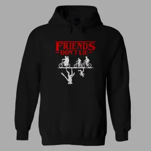 Unisex Siyah Friends Dont Lie Stranger Things  Hoodie