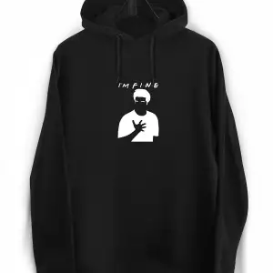 Unisex Siyah Friends- Im Fine Baskılı Sweatshirt