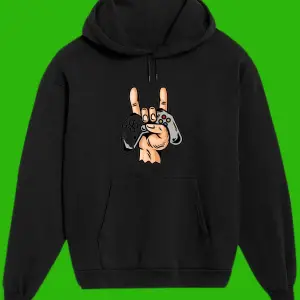 Unisex Siyah Gamer Baskılı Sweatshirt