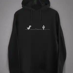 Unisex Siyah Internetsiz Dinozor Baskılı Sweatshirt