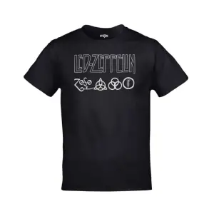 Unisex Siyah Led Zeppelin Logolar Baskılı