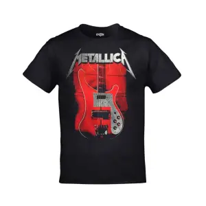 Unisex Siyah Metallica Kırmızı Gitar Baskılı