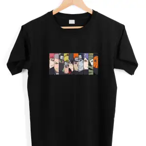 Unisex Siyah Naruto Baskılı Tişört