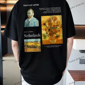 Unisex Siyah Netherlands Baskılı Oversize Bisiklet Yaka Penye