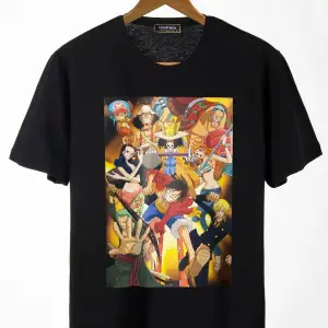 Unisex Siyah Önü Anime Baskılı Oversize Pamuklu