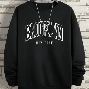 Unisex Siyah Oversize Kırmızı Brooklyn Baskılı Sweatshirt yenibrooklynsw12