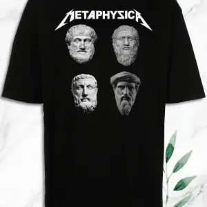 Unisex Siyah Oversize Mitoloji Metafizik Filozof Heykel Baskılı Tişört