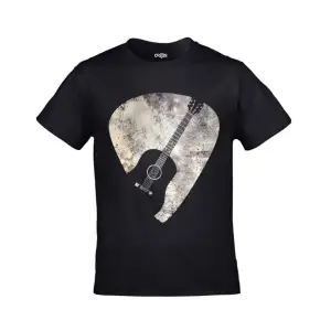 Unisex Siyah Pena Gitar Baskılı