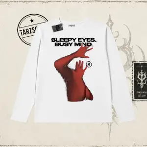 Unisex Sleepy Eyes Biskilet Yaka  Long Sleeve Beyaz