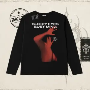 Unisex Sleepy Eyes Biskilet Yaka  Long Sleeve Beyaz
