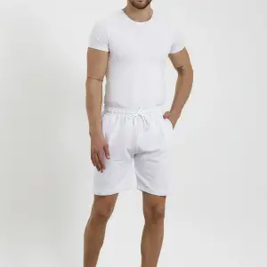 Unisex Slim Fitt Beyaz 2 Iplik Yazlık Ince Spor Şort
