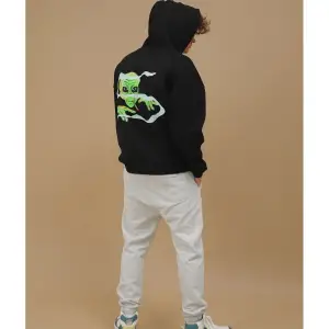 Unisex Smoking Alien Sweatshirt Hoodie Siyah