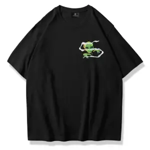 Unisex Smoking Alien Tshirt Siyah