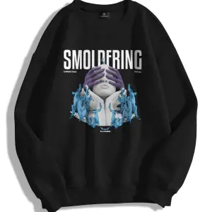 Unisex Smoldering Bisiklet Yaka Sweatshirt Siyah