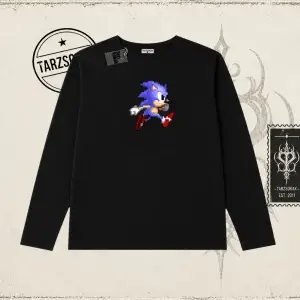 Unisex Sonic The Hedgehog Biskilet Yaka  Long Sleeve Beyaz
