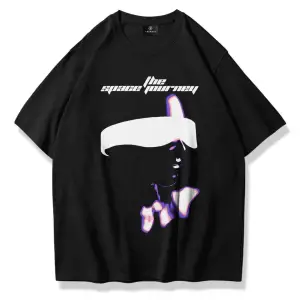 Unisex Space Journey Tshirt Siyah