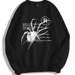 Unisex Spider R Bisiklet Yaka Sweatshirt Hoodie Siyah