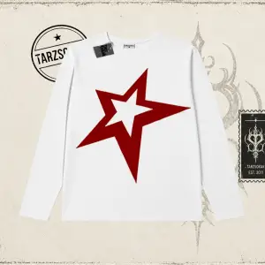 Unisex Star Biskilet Yaka  Long Sleeve Beyaz