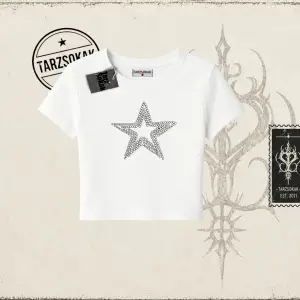 Unisex Star Stroke Kadın Baby Tee Beyaz