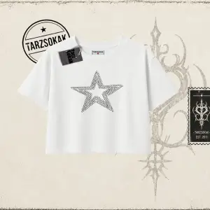 Unisex Star Stroke Kadın Crop Tişört Beyaz