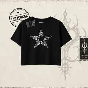 Unisex Star Stroke Kadın Crop Tişört Beyaz