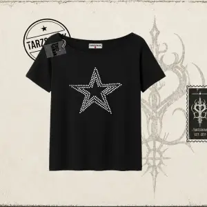 Unisex Star Stroke Kadın Kayık Yaka Tişört Beyaz
