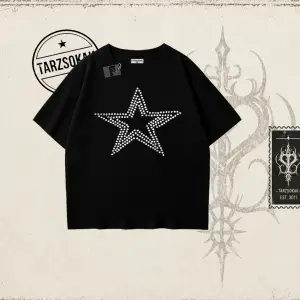 Unisex Star Stroke Oversize Unisex Tişört Beyaz