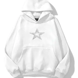 Unisex Star Stroke Taş Baskılı Sweatshirt Beyaz