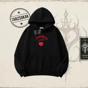 Unisex Strawberry Milk Oversize Unisex Kapşonlu Sweatshirt Beyaz