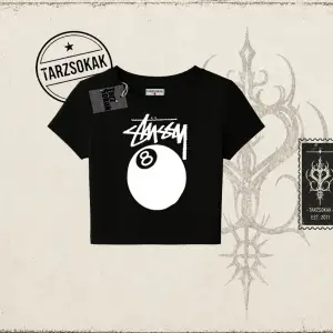 Unisex Stüssy 8Ball Kadın Baby Tee Beyaz