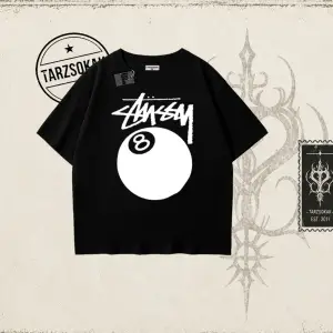 Unisex Stüssy 8Ball Oversize Unisex Tişört Beyaz