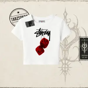 Unisex Stüssy Zar Kadın Baby Tee Beyaz