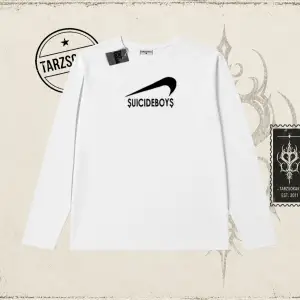 Unisex Suicedeboys Biskilet Yaka  Long Sleeve Beyaz