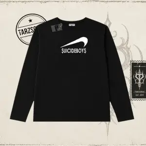 Unisex Suicedeboys Biskilet Yaka  Long Sleeve Beyaz