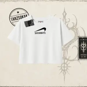 Unisex Suicedeboys Kadın Crop Tişört Beyaz