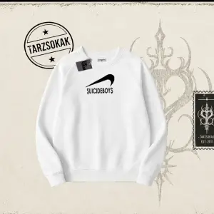 Unisex Suicedeboys Oversize Unisex Bisiklet Yaka Sweatshirt Beyaz