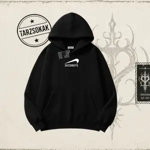 Unisex Suicedeboys Oversize Unisex Kapşonlu Sweatshirt Beyaz