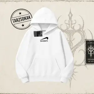 Unisex Suicedeboys Oversize Unisex Kapşonlu Sweatshirt Beyaz